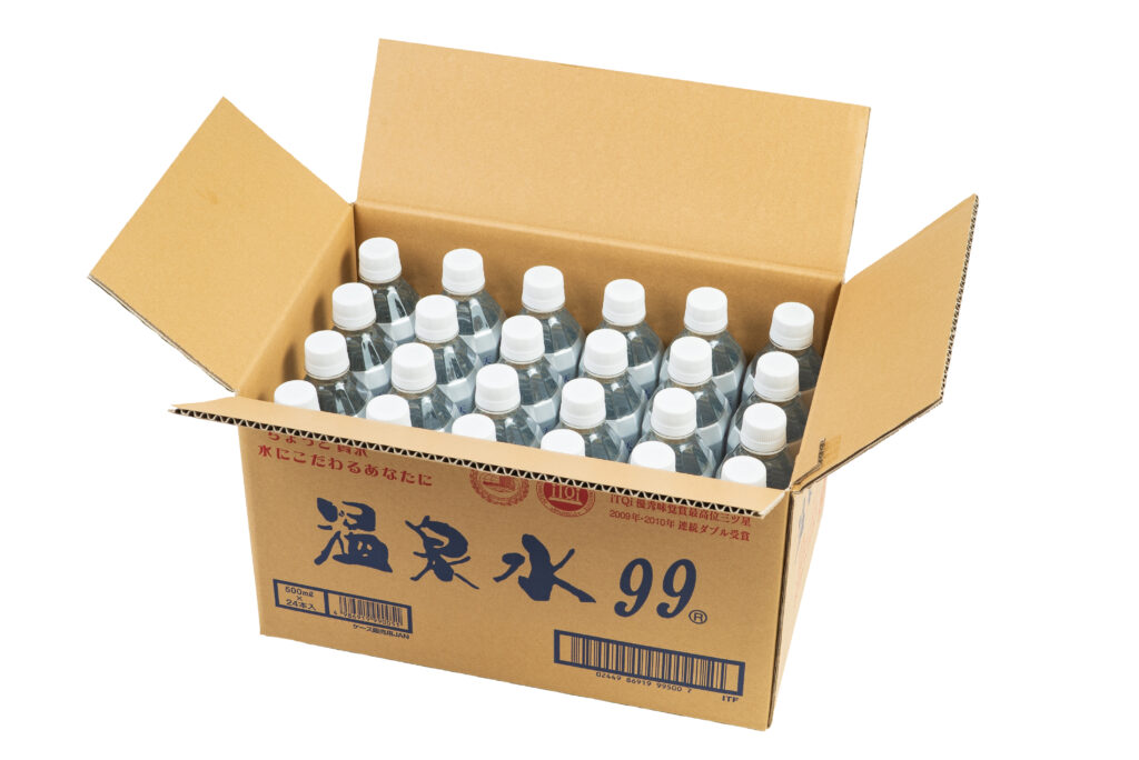 ONSENSUI 99 Japanese alkaline water 500ml bottles 24-pack case for retail and bulk distribution